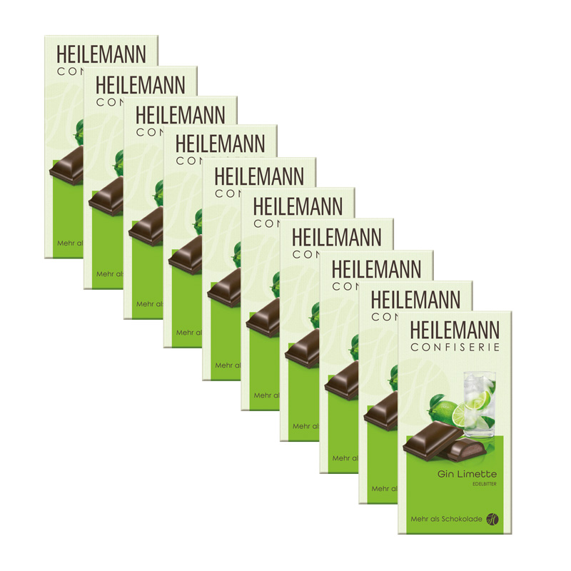 Heilemann Gin-Limette Trüffel in Edelbitter-Schokolade, 10 x 100 g