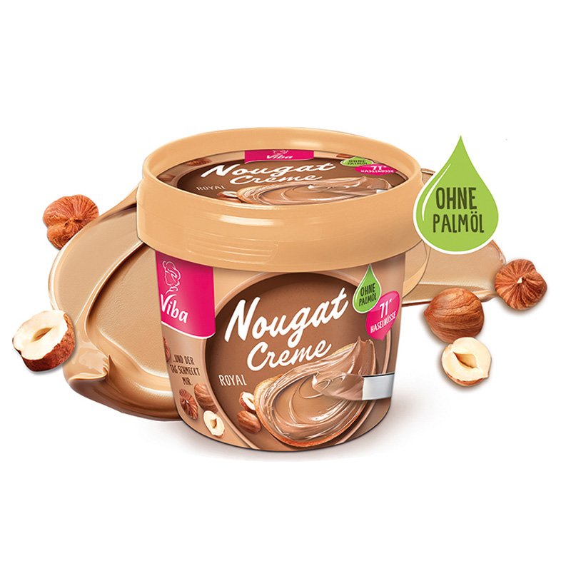 Viba Nougat Creme Royal Palmölfrei im Becher - helle Nougat Creme
