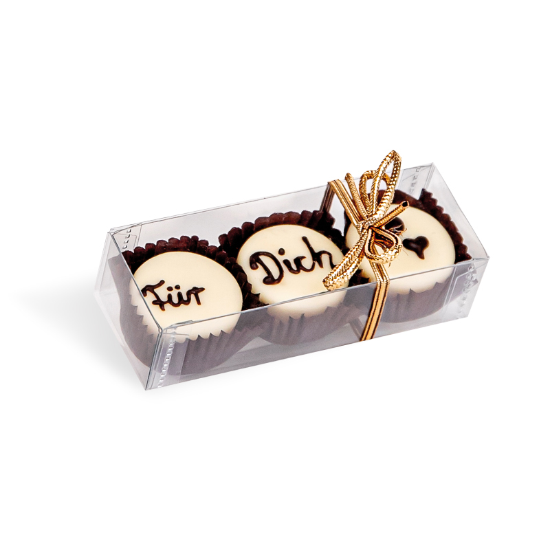 Viba 3er Confiserie Sahne Vanille Trüffel mit Aufschrift Für Dich ♡, 39 g