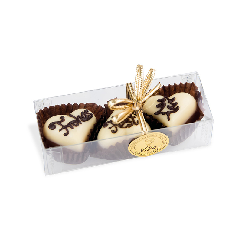 Viba 3er Nougatpralinen mit Aufschrift "Frohes Fest", 36 g
