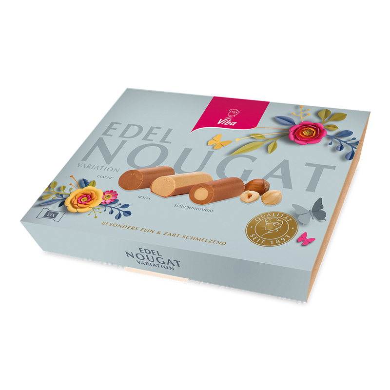 Viba Nougat Variation Flower Power gefüllt mit Schicht-Nougat Minis, 130 g