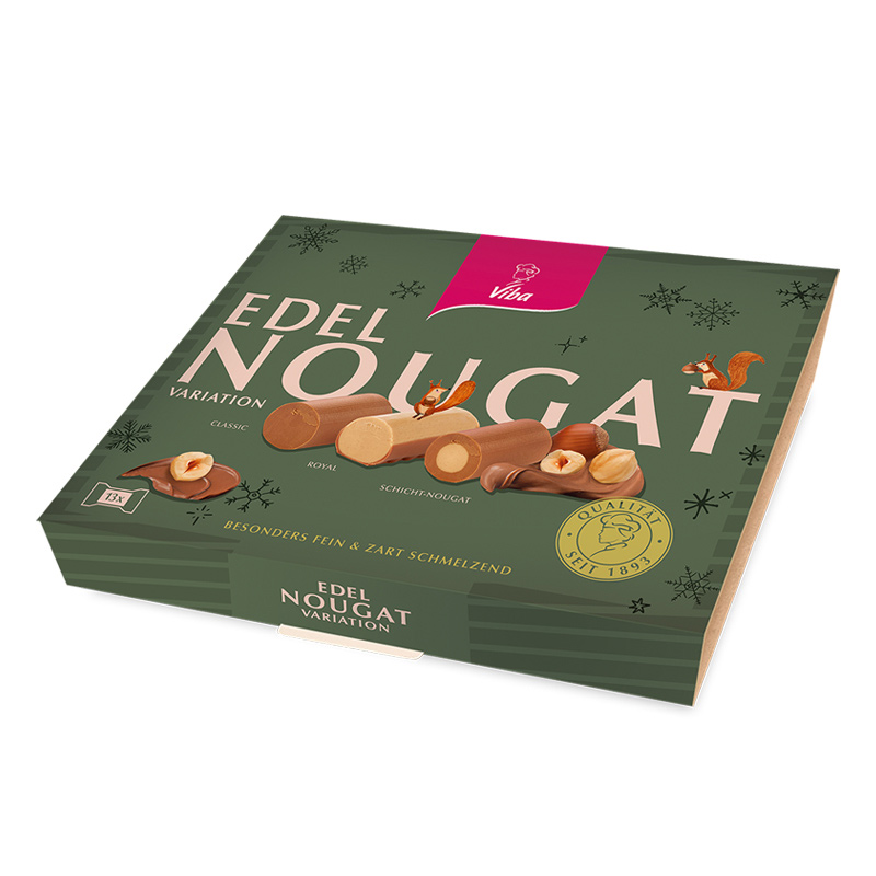 Viba Nougat Auswahl "Oh du Fröhliche" gefüllt mit verschiedenen Nougat Minis, 130 g