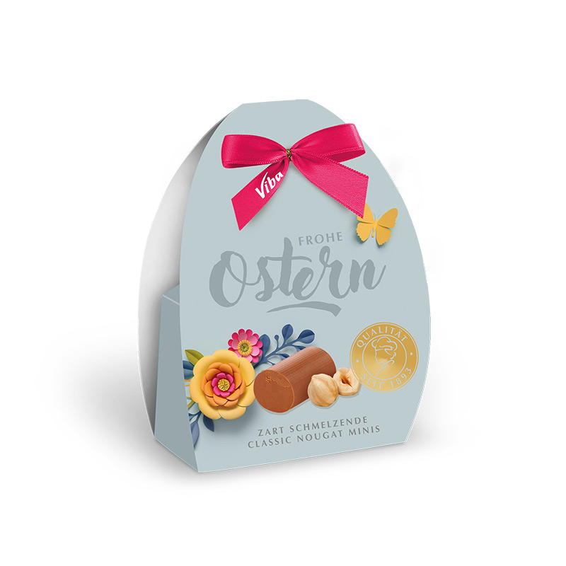 Viba Flower Power Ostergruß Ei gefüllt mit Classic Nougat Minis, 40 g