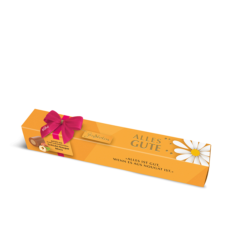 Viba Grußbote Geschenkverpackung "Alles Gute" mit Schicht Nougat Minis, 30 g