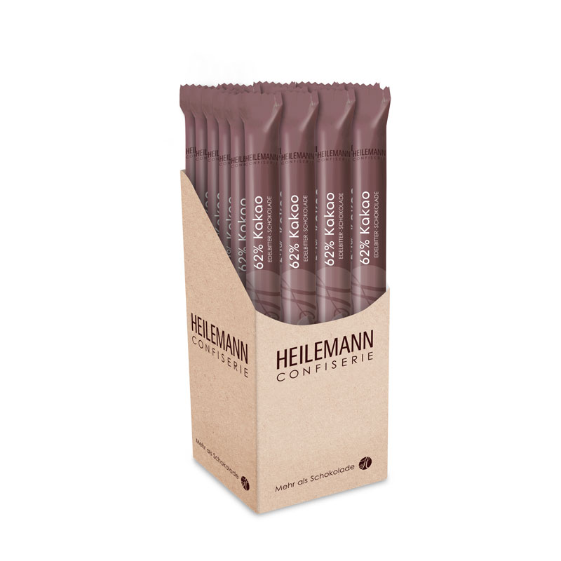 Heilemann Stick 62 % Kakao Edelbitter-Schokolade, 24 x 40 g