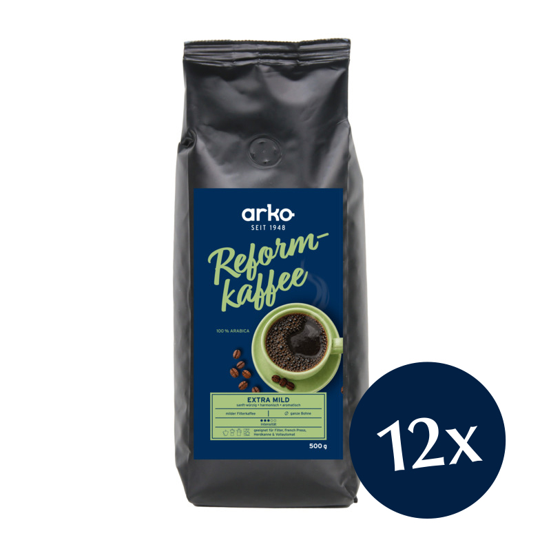 arko Reformkaffee extramild, ganze Bohne, 12 x 500 g