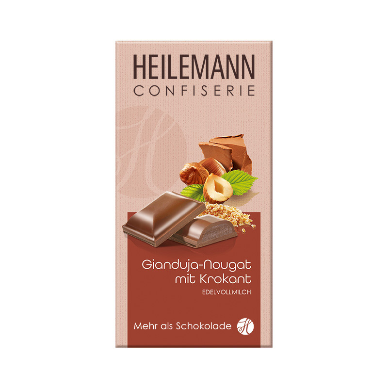 Heilemann Gianduja-Nougat mit Krokant in Edelvollmilch-Schokolade, 100 g
