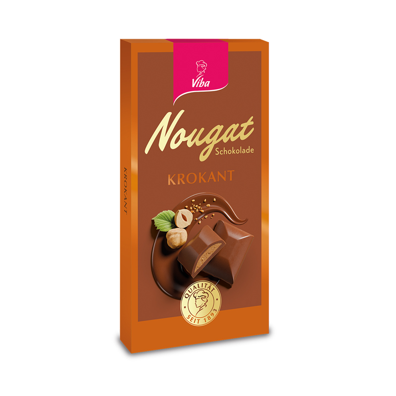 Viba Nougat-Tafelschokolade gefüllt mit Krokant Nougat, 100 g