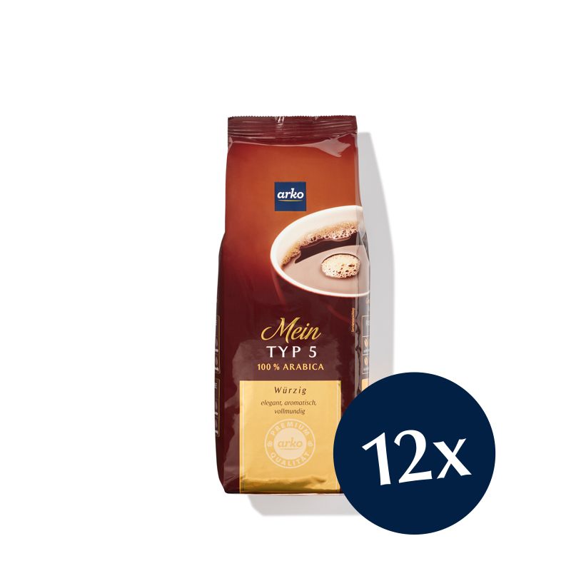 arko Kaffee Typ 5 Softbag, gemahlen, 12 x 250 g