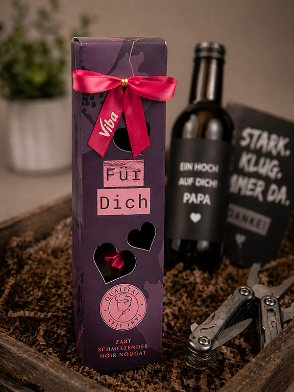 Viba Genusszeit „Für Dich“ mit Noir Nougat Minis als Geschenk zum Vatertag