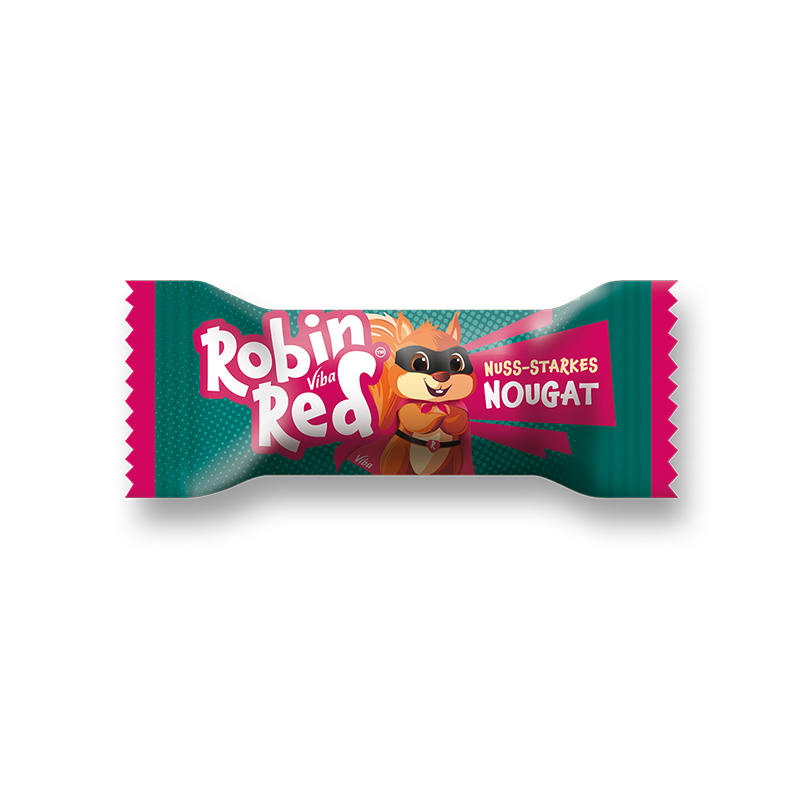 Viba Robin Red Schicht-Nougat Mini mit Aufschrift "Nuss-Starkes Nougat"