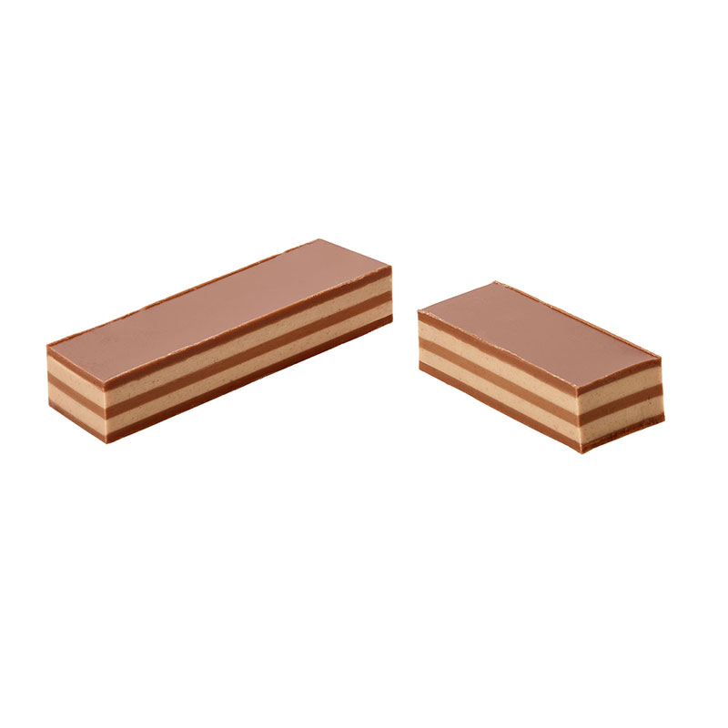 Viba Nougolade Nougat-Riegel mit Schokolade ausgepackt und angeschnitten, 35 g