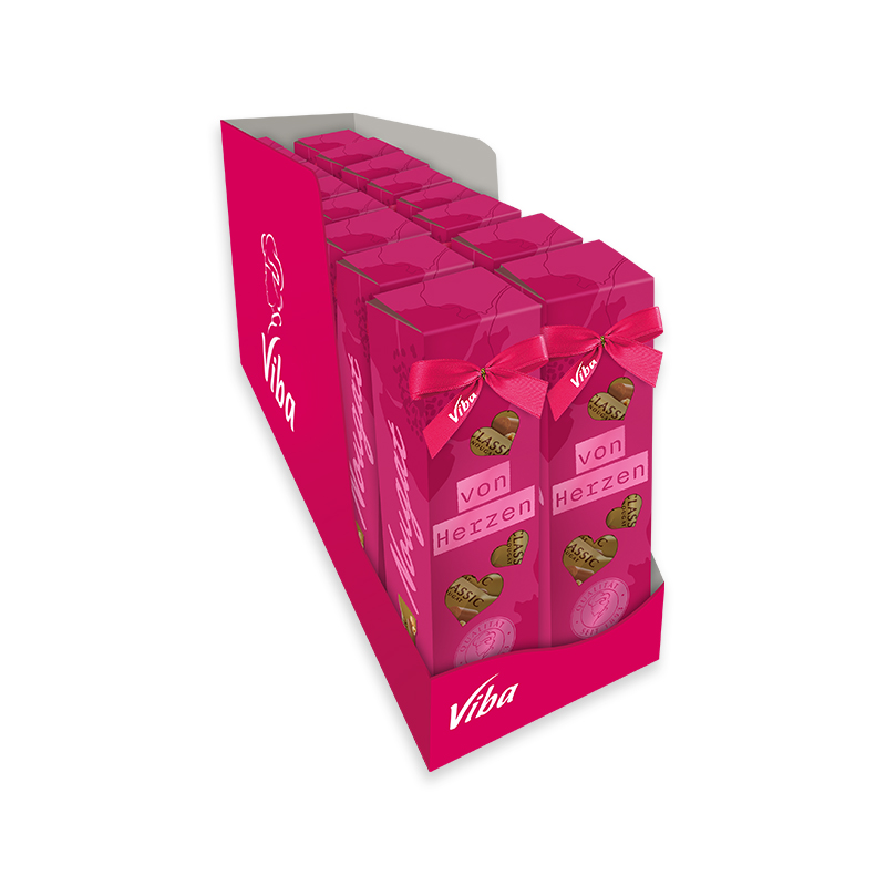 Viba Genusszeit Geschenkpackung „Von Herzen“ Präsent mit Classic Nougat Minis im Vorratskarton, 16 x 60 g