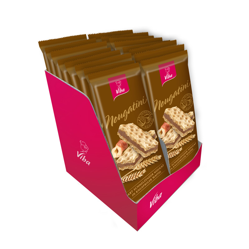 Viba Nougatini Filinchen Waffel mit Nougat Creme Füllung im Vorratspack, 16 x 40 g