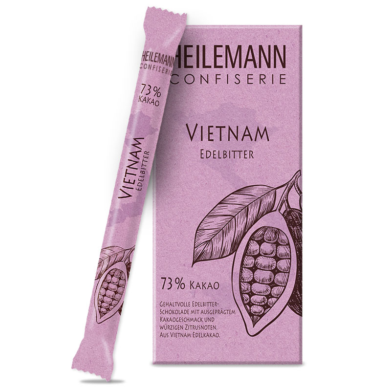 Heilemann Ursprungs-Schokolade Vietnam 73 % Kakao Edelbitter Tafel und Stick