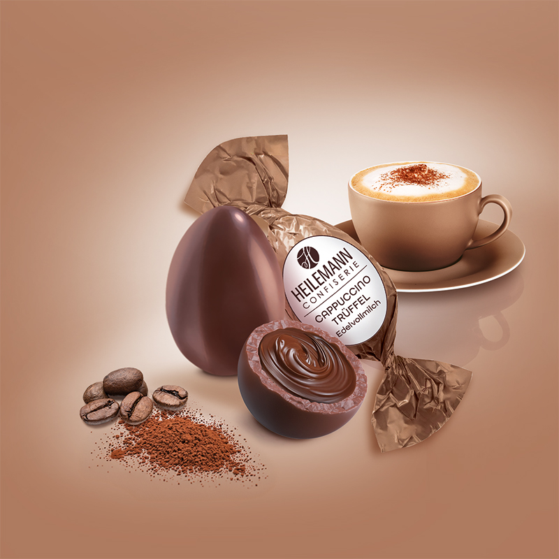 Heilemann Confiserie Cappuccino-Trüffel-Ei - mit cremiger Cappuccino Kaffee Füllung