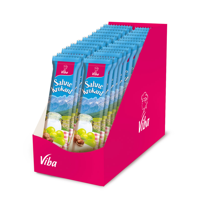 Viba Genussriegel Sahne-Krokant, cremig-crunchiger Milchriegel mit Krokantstückchen im Sparkarton, 24 x 35 g